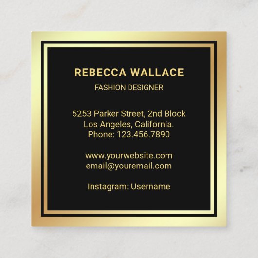 メタリックラウジャスブラフェイクック金箔クラウン スクエア名刺 (裏面)