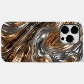 メタリックラグジュアリー: 抽象的なシルバー&ゴールド Case-Mate iPhoneケース (裏面 (横))