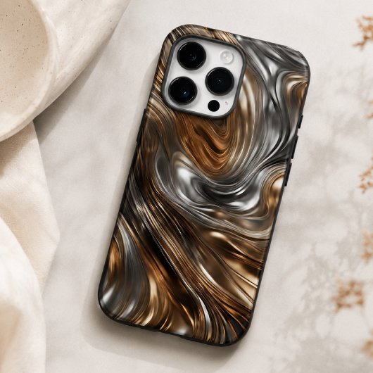 メタリックラグジュアリー: 抽象的なシルバー&ゴールド Case-Mate iPhoneケース