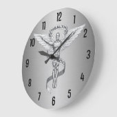 メタリックルックカイロプラクティックエンブレムロゴの壁時計 ラージ壁時計 (傾斜)