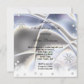 メタリックルックシルバーシャンパンハイヒール誕生日 招待状 (裏面)