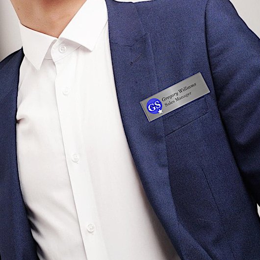 メタリックルック会社ロゴ従業員名タグ 名札