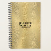 メタリックルック金ゴールドと金ゴールドペイズリー プランナー手帳 (正面)