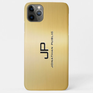 メタリックルック金ゴールドカスタマイズ可能テンプレートモノグラム iPhone 11 PRO MAXケース