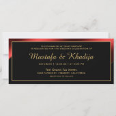 メタリックレッドとゴールドのイスラム教徒の結婚式 招待状 (裏面)