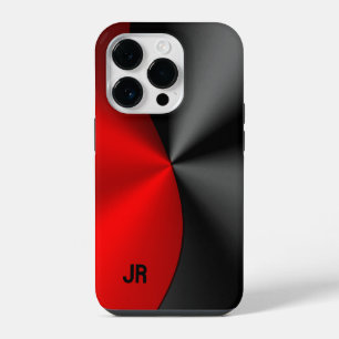 メタリックレッドとブラックの幾何学デザイン iPhone 14 PROケース
