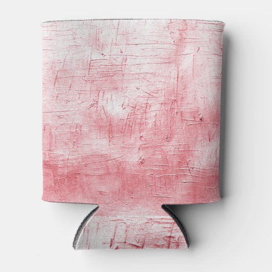 メタリックレッドのキャンバス：ブラシストロークのエレガンス。 缶クーラー (正面)