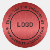 メタリックレッドのテクスチャカスタム文字 ラウンドシール (正面)