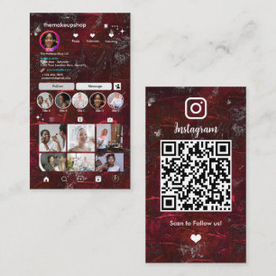 メタリックレッドのモダンなInstagram QRコード 名刺