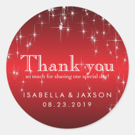 メタリックレッドの星付き ラウンドシール