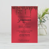 メタリックレッドグリッターのキンセアニエラ招待状 招待状 (スタンド正面)