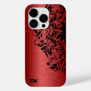 メタリックレッドテクスチャブラックレース&文字 Case-Mate iPhone 14 PROケース