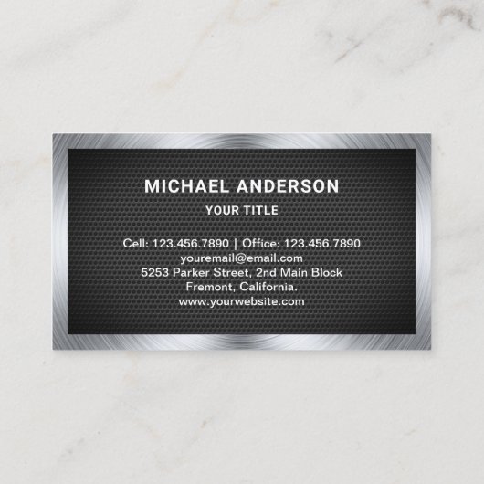 メタリックレッドメッシュハンドマインド自動修復整備士 名刺 (裏面)