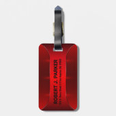 メタリックレッド幾何男らしデザイン ラゲッジタグ (裏面縦)