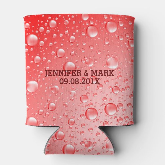 メタリックレッド抽象芸術雨滴 缶クーラー (裏面)