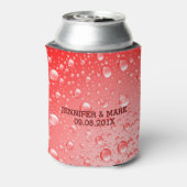 メタリックレッド抽象芸術雨滴 缶クーラー (缶裏面)