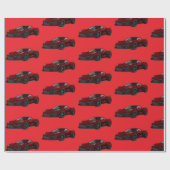 メタリックレッドC8コルベットのスポーツカーハンドドロー ラッピングペーパー (フラット)
