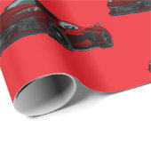 メタリックレッドC8コルベットのスポーツカーハンドドロー ラッピングペーパー (ロールコーナー)