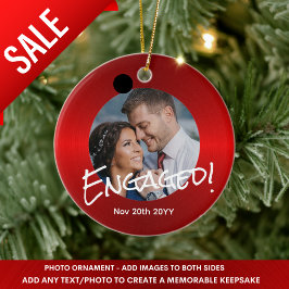 メタリックレッドPHOTOクリスマスデコミニマルレーション セラミックオーナメント