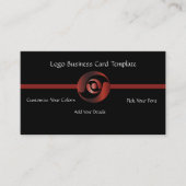 メタリック企業のロゴ – シンプル赤いロゴ 名刺 (正面)