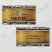 メタリック住宅の屋根ロゴ | 石壁 名刺 (正面/裏面)