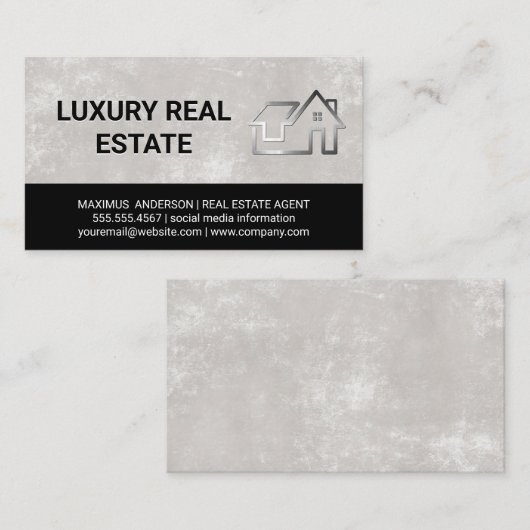 メタリック住宅建物ロゴ 名刺 (正面/裏面)