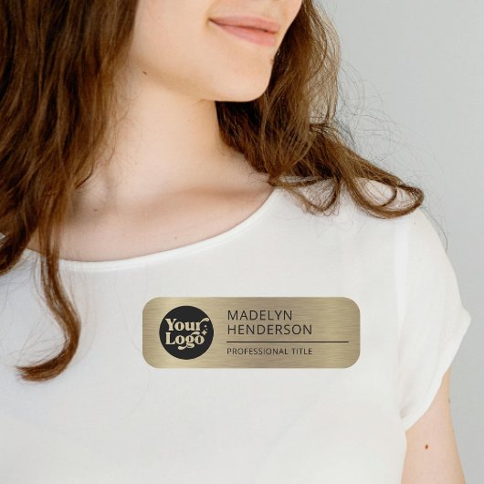 メタリック古い金ゴールド会社のロゴ従業員磁気 名札