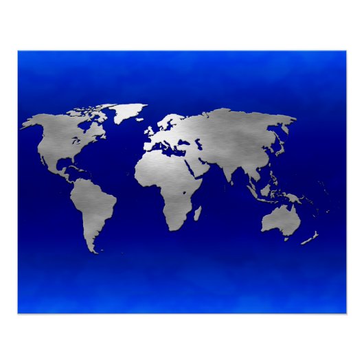 メタリック地球マップ ポスター (正面)