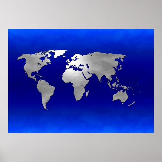メタリック地球マップ ポスター (正面)