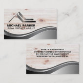 メタリック実在エテートのロゴ |木質ボード 名刺 (正面/裏面)