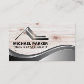 メタリック実在エテートのロゴ |木質ボード 名刺 (正面)