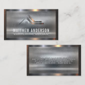 メタリック実在エテートのロゴ |金属の背景 名刺 (正面/裏面)