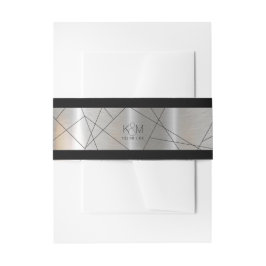 メタリック幾何学柄ウェディング Silver/Black ID648 招待状ベリーバンド