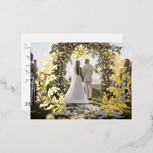 メタリック感謝してい装飾用 箔招待状ポストカード (正面/裏面)