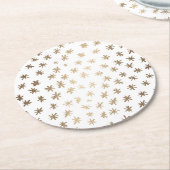 メタリック星 – 金ゴールド ラウンドペーパーコースター (アングル)