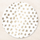 メタリック星 – 金ゴールド ラウンドペーパーコースター (正面)