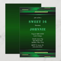 メタリック未来的な甘い16誕生日パーティー招待状