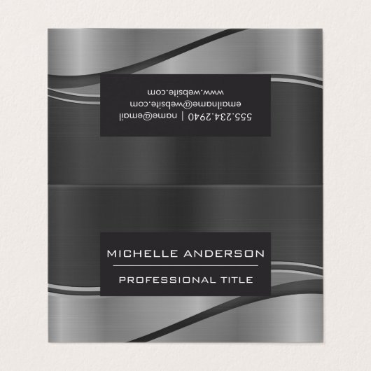 メタリック波の背景 名刺 (外部フラット)