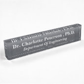 メタリック炭ブラックPhDまたは博士号 デスクネームプレート