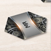 メタリック男らしグレー背景プリント ペーパーコースター (アングル)