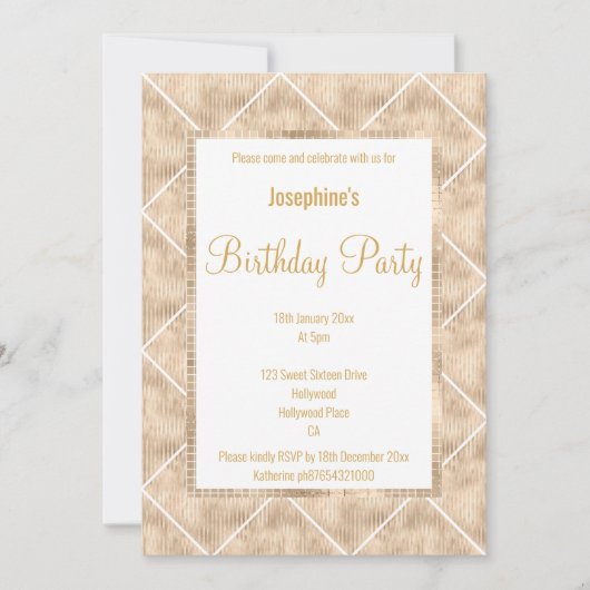 メタリック素晴らしシャンパン&金ゴールドカスタム誕生日 招待状 (正面)