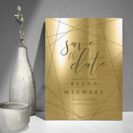 メタリック結婚ジオメトリック金ゴールドID648 セーブザデート