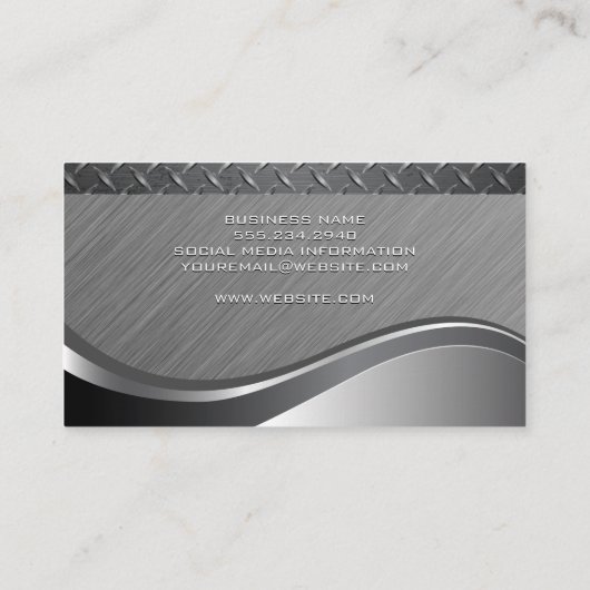 メタリック背景 | スチール 名刺 (裏面)