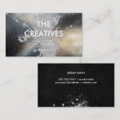 メタリック背景 | ブラシ仕上げ表現芸術的 名刺 (正面/裏面)