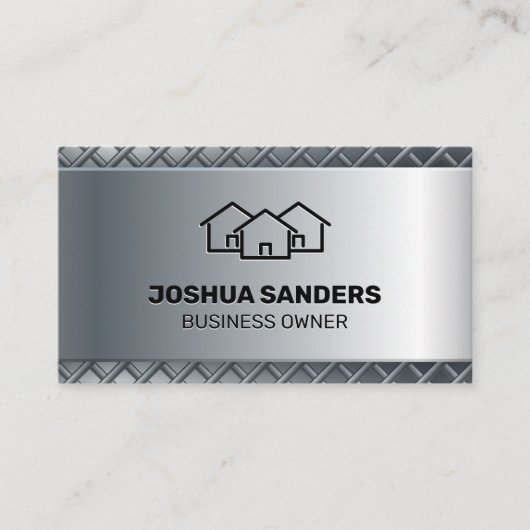 メタリック背景 |ホームアイコン 名刺 (正面)