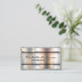 メタリック背景 | 金属リベット | スチール縁ど 名刺 (スタンド正面)