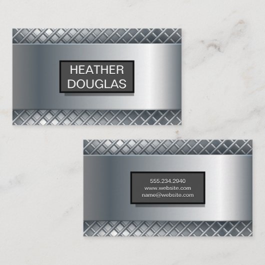 メタリック背景 |金属抽象芸術パターン 名刺 (正面/裏面)