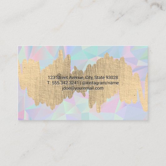 メタリック落書き |幾何学的ホログラフィック 名刺 (裏面)