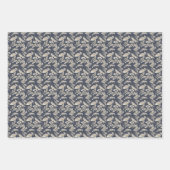 メタリック葉カラーの青と赤 ラッピングペーパーシート (正面2)