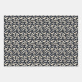 メタリック葉カラーの青と赤 ラッピングペーパーシート (正面)